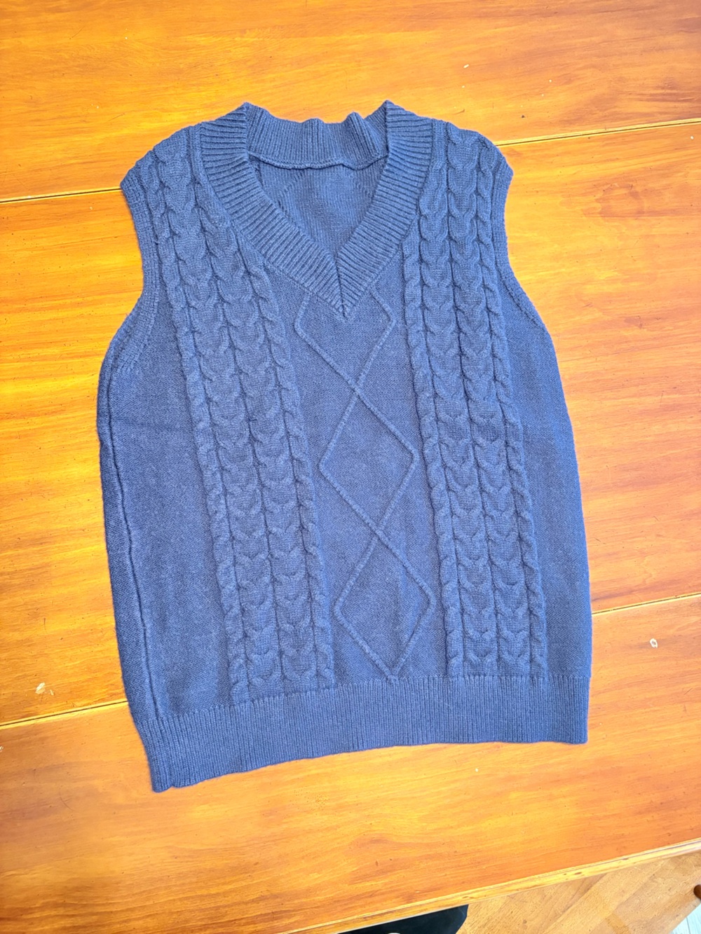 Women’s Cable Knit V-Neck Sweater Vest - Blue
